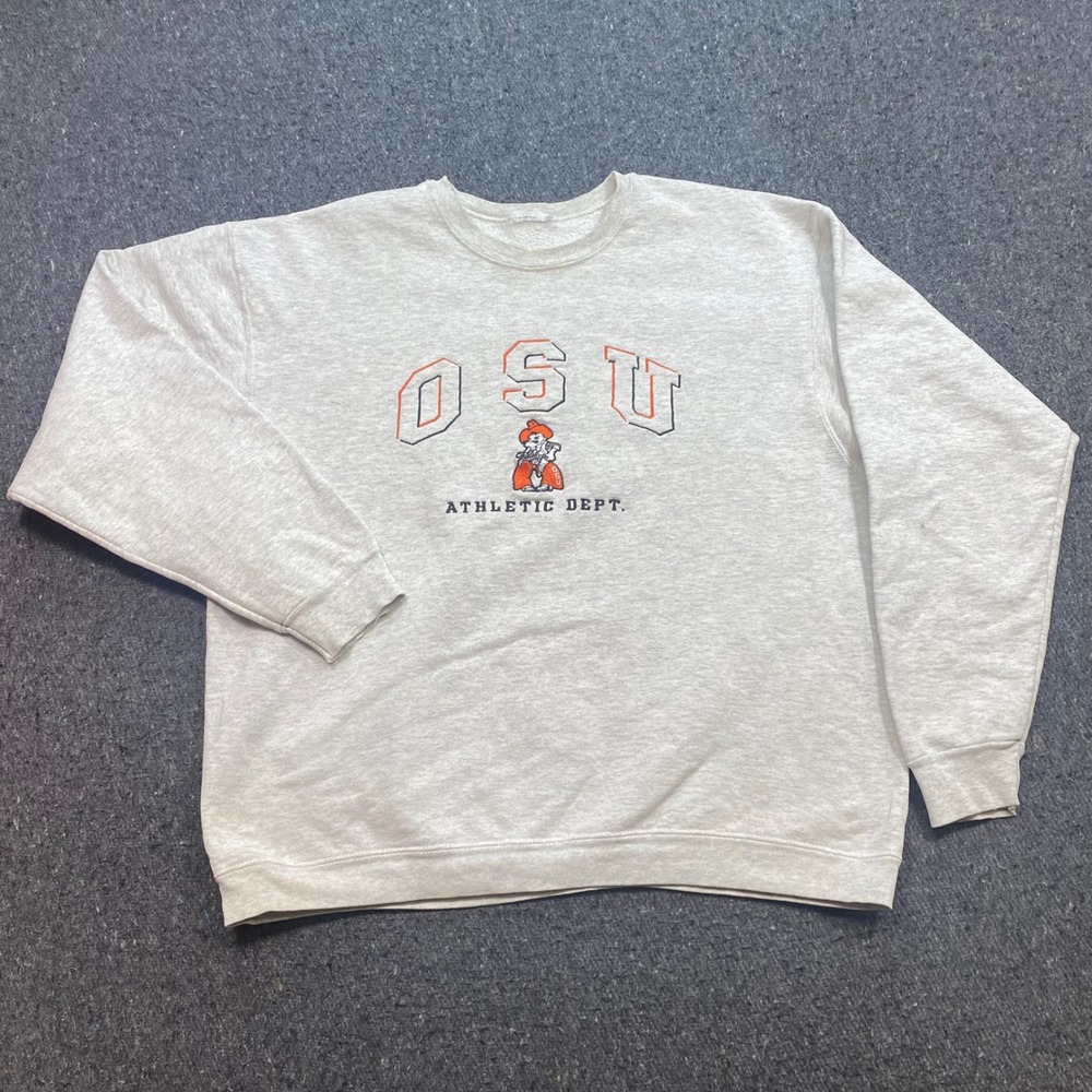 OSU Athletic Dept Sweatshirt Sz XL Mens Gray Pistol Pete Skater Grunge Crewneck
